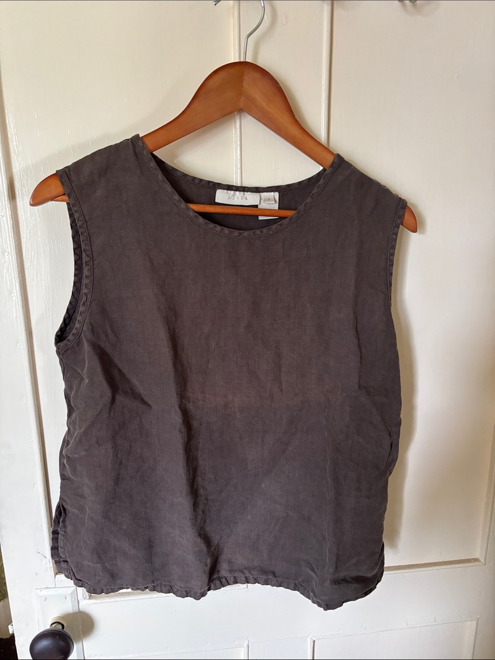 VTG J. Jill Washed Tank Top Muted Brown 100% Linen USA made 🇺🇸